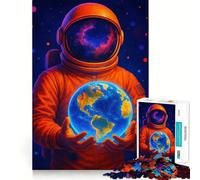 Puzzle de 1000 pièces pour Adolescents Astronaute Tenant la Terre dans l'espace Découpe Lisse Jeu de logique pour Un Moment de détente pour Un Anniversaire ou Un Loisir (38x26cm)