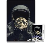 Puzzle de 1000 pièces pour Adolescents:Astronaute Tenant Une Lune Lumineuse, idéal pour se détendre et se Relaxer Assemblage précis Dimensions:50x75 cm
