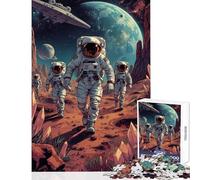 Puzzle de 1000 pièces pour Adolescents astronautes explorant des paysages de planètes extraterrestres Jeu de réflexion Course de Vitesse Manuelle Jouet Anti-Stress Cadeau de Noël ou d'anniversaire