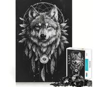 Puzzle de 1000 pièces pour Adolescents,Attrape-rêves Loup bohème,découpe précise,Jeu Stimulant,Moment de détente,décoration de Noël (50x75cm)