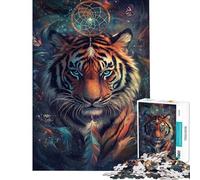Puzzle de 1000 pièces pour Adolescents Attrape-rêves Tigre Jeu de réflexion pour Adolescents Améliore la mémoire Stimule Le Cerveau Jeu éducatif Familial (Dimensions : 38x52cm)