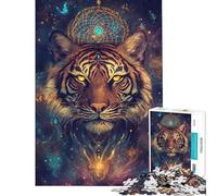 Puzzle de 1000 pièces pour Adolescents Attrape-rêves Tigre Jeu Familial éducatif et ludique Cadeau d'anniversaire (Taille 75x50cm)