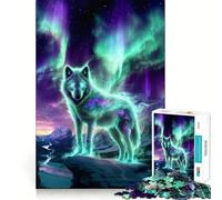 Puzzle de 1000 pièces pour Adolescents Aurora Essence Wolf Exact Edge Art Jeu d'entraînement cérébral Cozy Time Game Décoration Artistique de Noël (50x75cm)