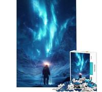 Puzzle de 1000 pièces pour Adolescents Aurore boréale Randonneur en Montagne Difficile et Stimulant Une œuvre d'art Jeux Amusants Convient aux Personnes de 14 Ans et Plus (50x75cm)