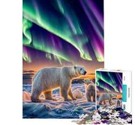 Puzzle de 1000 pièces pour Adolescents Aurores boréales au-Dessus des Ours Polaires Idéal pour Un Anniversaire ou Noël Jeu éducatif et Amusant pour Toute la Famille Convient aux Personnes de 14 Ans
