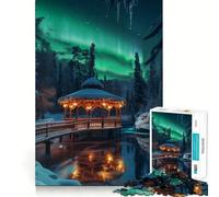 Puzzle de 1000 pièces pour Adolescents Aurores boréales sous la gloriette ; découpe précise,Jeu Stimulant,Moment de détente,décoration de Noël (38x52cm)