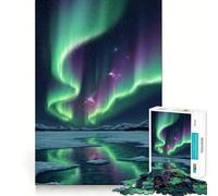 Puzzle de 1000 pièces pour Adolescents Aurores boréales sur la Reine des Neiges,Jeu créatif et Relaxant,Cadeau Artistique de Noël (38x52cm)