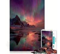 Puzzle de 1000 pièces pour Adolescents Aurores boréales sur Les îles Lofoten Découpe Lisse Jeu de logique Temps de Jeu Relaxant Cadeau d'anniversaire idéal (50x75cm)