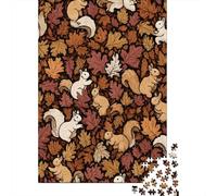 Puzzle De 1000 Pièces pour Adolescents Autumn Squirrel Leaves Pattern Casse-têtes pour Adultes - Jeu De Réflexion, Analyse Et Logique - Stimule Le Cerveau 38x26cm/1000pcs