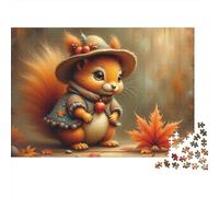 Puzzle De 1000 Pièces pour Adolescents Autumn Squirrel with Hat Puzzles pour Adultes Anti-Stress Stimulant À Compléter Cadeaux d'anniversaire Et Cadeaux Uniques 70x50cm/1000pcs