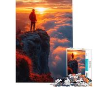 Puzzle de 1000 pièces pour Adolescents Aventure au Sommet d'une Montagne au Lever du Soleil Activités Amusantes à la Maison et en Famille Jeu Manuel adapté aux 14 Ans et Plus (38x52cm)