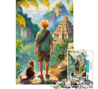 Puzzle de 1000 pièces pour Adolescents Aventure dans la Jungle avec Un Chat Jeu éducatif d'apprentissage Modèle à Assembler pour Les Jeux (Taille 38x26cm)
