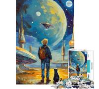 Puzzle de 1000 pièces pour Adolescents Aventure Spatiale avec Un Chat idéal pour Un Anniversaire ou Noël Un Jeu Impossible Une véritable œuvre d'art à partir de 14 Ans (38x26cm)