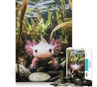 Puzzle de 1000 pièces pour Adolescents : Axolotl dans Un Aquarium,découpe Lisse,Jeu de logique,Moment de détente,Cadeau d'anniversaire ou Loisir (38x26cm)