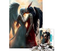 Puzzle de 1000 pièces pour Adolescents Baiser d'ange et de démon défi intellectuel Jouet addictif Jeu éducatif améliore la mémoire Cadeau d'anniversaire (Dimensions 75x50cm)