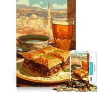 Puzzle de 1000 pièces pour Adolescents : Baklava,thé et Paysage Urbain Turc Jeu Amusant et Facile à Assembler,idéal pour stimuler l'esprit et Passer Un Moment agréable Décoration de Noël (38x52cm)