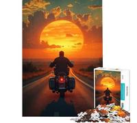 Puzzle de 1000 pièces pour Adolescents Balade à Moto au Coucher du Soleil Difficile et Stimulant Jeu de réflexion Anti-Stress À partir de 14 Ans (50x75cm)