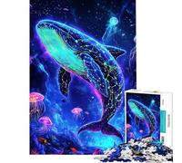 Puzzle de 1000 pièces pour Adolescents Baleine néon Grands Fonds Marins Jeu de réflexion pour Adultes Une œuvre d'art Cadeau de Noël ou d'anniversaire (Dimensions 38x52cm)
