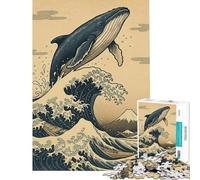 Puzzle de 1000 pièces pour Adolescents Baleine sautant par-Dessus Une Vague Jouet de Puzzle pour Adolescents décoration Murale Course de Vitesse Manuelle Aide à l'exercice cérébral (Taille 50x75cm)