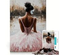Puzzle de 1000 pièces pour Adolescents Ballerine en Tutu Rose Peinture Art épuré Jeu créatif Jouet Relaxant Cadeau Artistique de Noël (38x26cm)