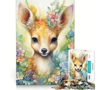 Puzzle de 1000 pièces pour adolescents Bambi dans le jardin fleuri - Jeu communautaire parfait - Jeu cognitif - Cadeau - Jeu relaxant - Activité d'anniversaire amusante (38 x 26 cm)
