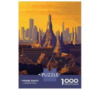 Puzzle De 1000 Pièces pour Adolescents Bangkok Temple Skyline Puzzles pour Adolescents - Défi Difficile - Chaque Pièce Est Unique - Jouets Éducatifs 70x50cm/1000pcs