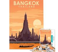 Puzzle de 1000 pièces pour Adolescents Bangkok Thaïlande Voyage Apprentissage Jeux éducatifs détente activités familiales Cadeaux pour Femmes et Hommes (Taille 38x52cm)