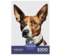 Puzzle De 1000 Pièces pour Adolescents Basenji Dog Portrait with Collar Puzzle Adulte Casse-tête Jeu D'analyse Et De Logique Cadeau d'anniversaire, Cadeaux, 52x38cm/1000pcs
