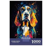 Puzzle De 1000 Pièces pour Adolescents Basset Hound Watercolor Art Puzzle Anti-Stress, Amusant Et Original, Cadeau Unique pour Un Anniversaire Ou Noël 52x38cm/1000pcs