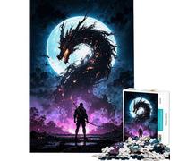 Puzzle de 1000 pièces pour Adolescents Bataille épique de Dragons de feu et de Guerriers samouraïs Jeu éducatif pour améliorer la mémoire Cadeau d'anniversaire (Taille 38x52cm)
