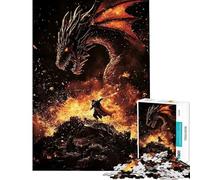 Puzzle de 1000 pièces pour Adolescents Bataille épique Entre Un Dragon et Un Chevalier Jeu Familial pour Adultes Une œuvre d'art stimulante à compléter (38x26cm)
