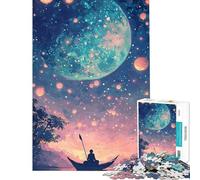 Puzzle de 1000 pièces pour Adolescents Bateau Solitaire sous Une Lune géante Puzzle de 1000 pièces décoration Murale Cadeau Anti-Stress (75x50cm)