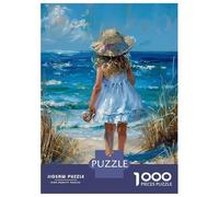 Puzzle De 1000 Pièces pour Adolescents Beach Girl Painting Ocean Puzzles pour Adolescents Jeux De Détente Difficulté Difficile Cadeaux pour Les Amis Et La Famille 52x38cm/1000pcs