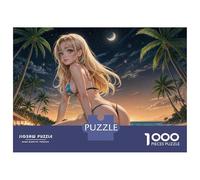 Puzzle De 1000 Pièces pour Adolescents Beach Night Palm Trees Puzzle pour Adolescents Analyse Et Logique Difficile Et Stimulant, Idéal comme Cadeau 52x38cm/1000pcs