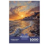 Puzzle De 1000 Pièces pour Adolescents Beach Sunset Painting Puzzle pour Adultes Jeux De Détente Course De Vitesse Manuelle Cadeaux De Noël Et d'anniversaire 70x50cm/1000pcs