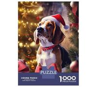 Puzzle De 1000 Pièces pour Adolescents Beagle Christmas Puzzle Anti-Stress, Décoration Murale pour Anniversaire, Noël 70x50cm/1000pcs