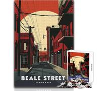 Puzzle de 1000 pièces pour Adolescents,Beale Street,Tennessee,Jeu Impossible,Cadeau pour Femmes,Cadeau de Père Noël Secret,Format 38x52cm