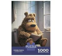 Puzzle De 1000 Pièces pour Adolescents Bear Reading on Toilet Puzzle Jeu Manuel Difficile Difficile Cadeaux pour Les Amis Et La Famille 52x38cm/1000pcs