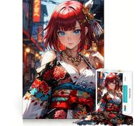 Puzzle de 1000 pièces pour adolescents Beauté dans le kimono Jouet décoratif Coupe nette Entraînement du cerveau Jeu de paix amusant (38 x 52 cm)