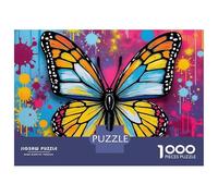 Puzzle De 1000 Pièces pour Adolescents Beautiful Butterfly Art Colour Burst Paint Drip Puzzle Adulte Jeux Amusants Cadeaux pour Femmes Cadeaux d'anniversaire Et De Noël Uniques 70x50cm/1000pcs