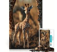 Puzzle de 1000 pièces pour Adolescents Bébé Girafe dans la Savane Jeu Amusant et Facile à Assembler Entraînement Mental Jeu décontracté Décoration de Noël (38x26cm)