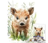 Puzzle de 1000 pièces pour Adolescents Bébé Sanglier Mignon dans l'herbe Décoration intérieure Jouet Cadeau d'anniversaire Jeu éducatif Renforce l'amour Entre Couples Dimensions 38x26cm