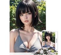 Puzzle de 1000 pièces pour Adolescents Belle Jeune Fille Asiatique aux Cheveux Courts Jeu éducatif Idéal comme Cadeau pour Un Anniversaire ou Noël Dimensions 38x52cm