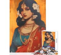 Puzzle de 1000 pièces pour Adolescents Belle Jeune Fille Indienne Jeu éducatif Une œuvre d'art (50x75cm)
