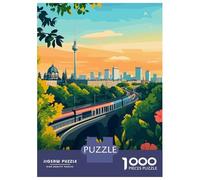 Puzzle De 1000 Pièces pour Adolescents Berlin Cityscape with Train Jeu De Réflexion Amusant Et Humoristique, Cadeau Unique pour Un Anniversaire Ou Noël 70x50cm/1000pcs