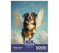 Puzzle De 1000 Pièces pour Adolescents Bernese Mountain Dog Angel Gentle Giant Memorial Dog with Wings Puzzle Anti-Stress, Amusant Et Original, Cadeau Unique pour Un Anniversaire Ou Noël 52x38cm/100
