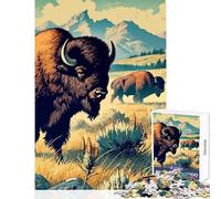 Puzzle de 1000 pièces pour Adolescents Bisons du Parc National de Yellowstone Jeu éducatif pour Les Jeux et Les défis pédagogiques Dimensions 38x52cm