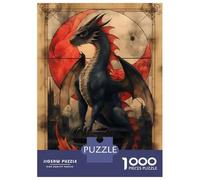 Puzzle De 1000 Pièces pour Adolescents Black and Red Dragon Puzzle Adulte Jeu Manuel Améliore La Mémoire Difficile Et Stimulant 38x26cm/1000pcs