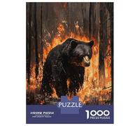 Puzzle De 1000 Pièces pour Adolescents Black Bear in Fire Puzzle Adulte Jeu Manuel D'assemblage De Motifs Idéal comme Cadeau 52x38cm/1000pcs