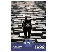 Puzzle De 1000 Pièces pour Adolescents Black Cat on Cobblestone Pathway Puzzles pour Adultes : Jeux Amusants Et Originaux, Cadeaux d'anniversaire Et De Noël Uniques Et Humoristiques 52x38cm/1000pcs